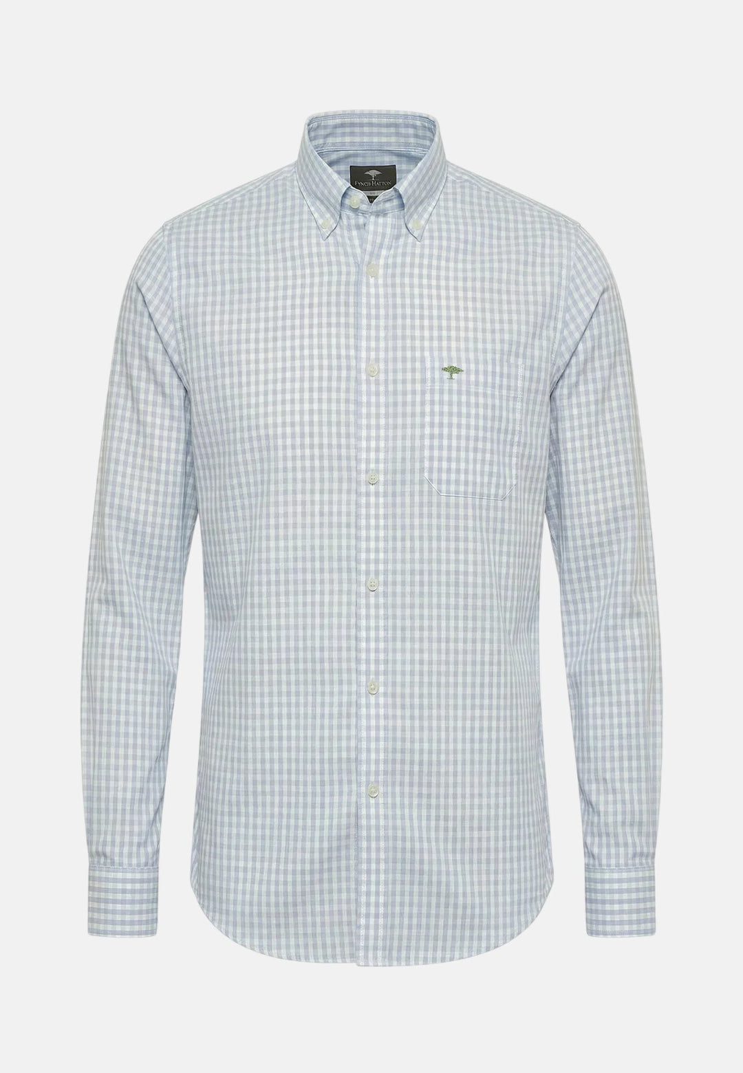 Fynch - Hatton Cotton Oxford Check Button Down Shirt New Breeze - 16138450-653-M - fynch - hatton.co.uk
