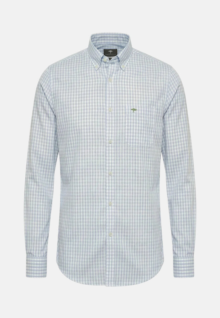 Fynch - Hatton Cotton Oxford Check Button Down Shirt New Breeze - 16138450-653-M - fynch - hatton.co.uk