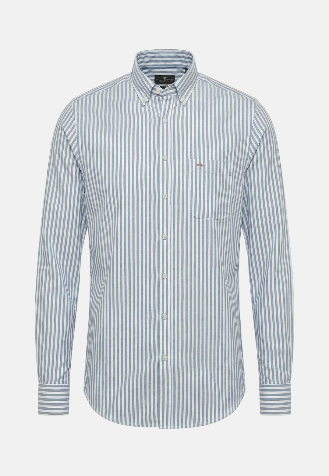 Fynch - Hatton Cotton Oxford Stripe Button Down Shirt Harbour Blue - 16138440-654-M - fynch - hatton.co.uk