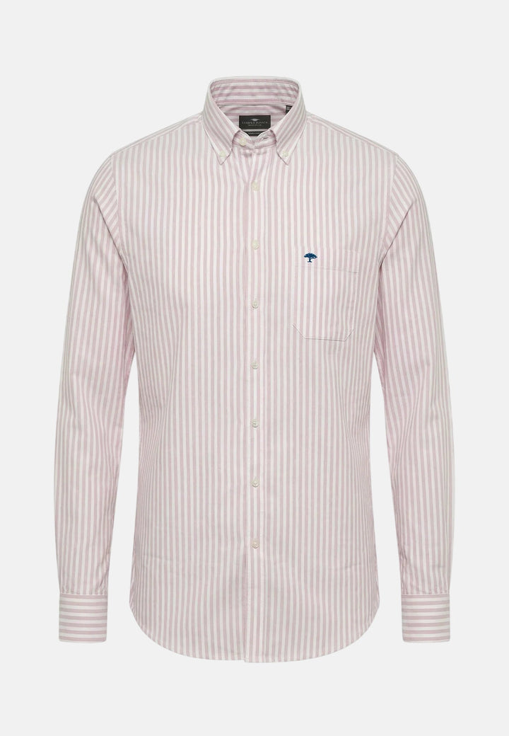 Fynch - Hatton Cotton Oxford Stripe Button Down Shirt Magnolia - 16138440-464-M - fynch - hatton.co.uk