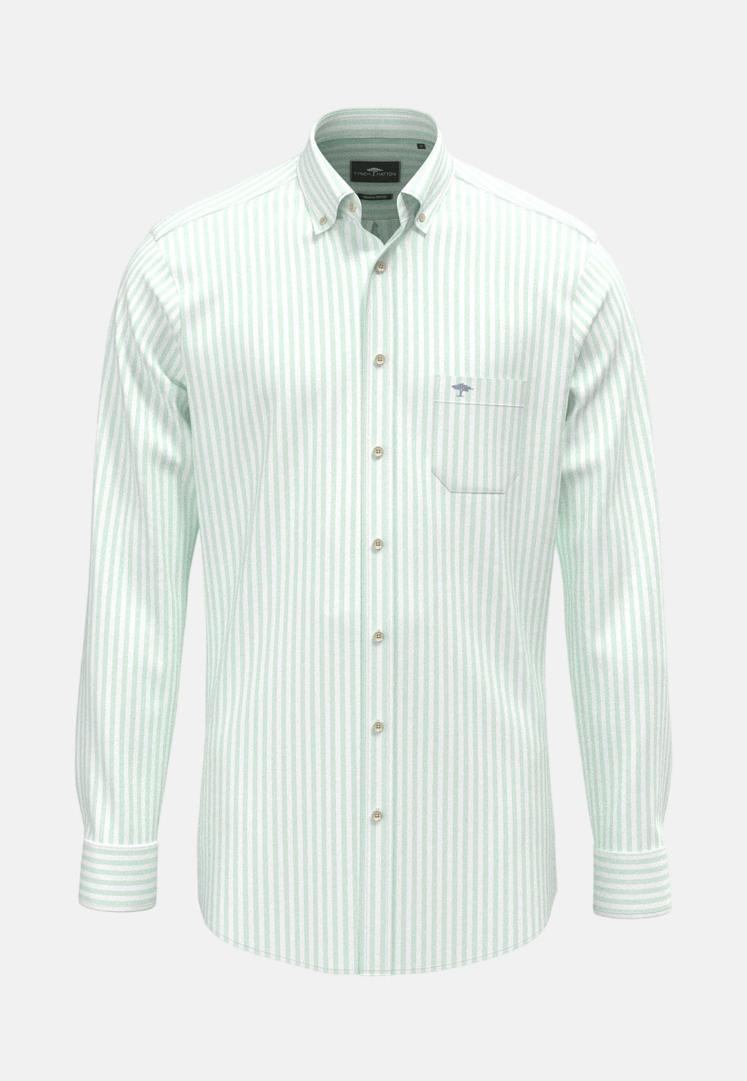 Fynch - Hatton Cotton Oxford Stripe Button Down Shirt Mint - 16138440-744-M - fynch - hatton.co.uk