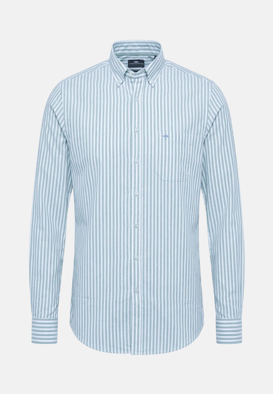 Fynch - Hatton Cotton Oxford Stripe Button Down Shirt New Breeze - 16138440-653-M - fynch - hatton.co.uk