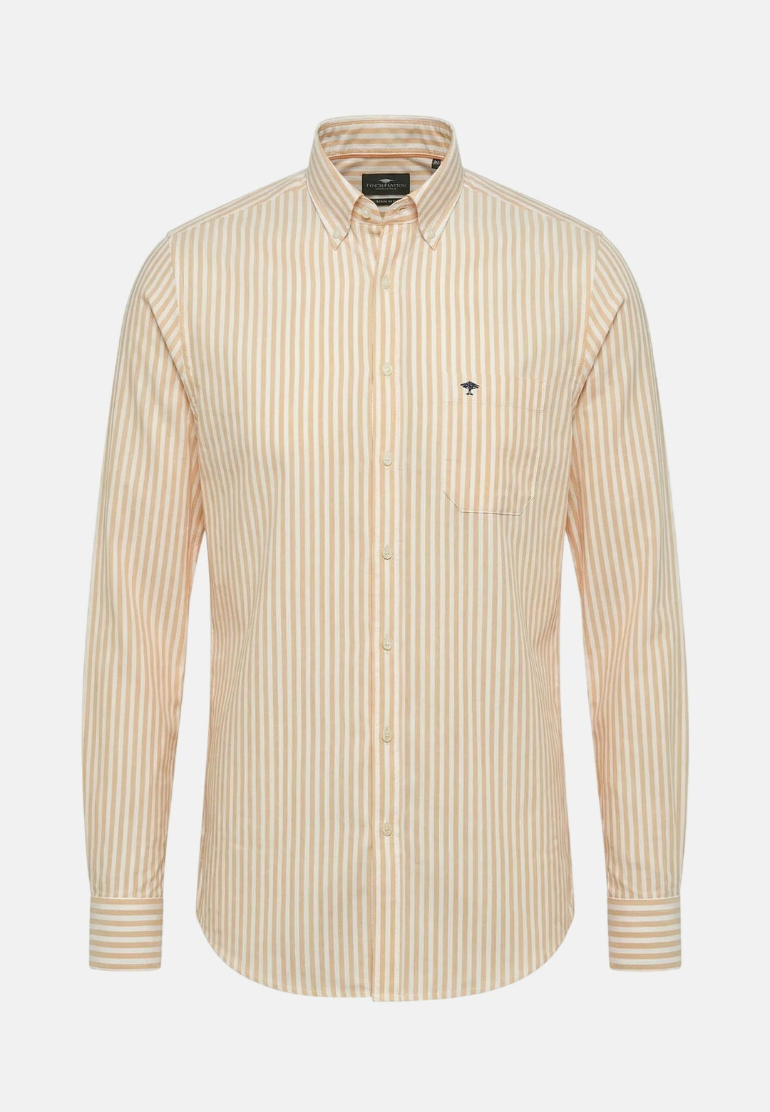 Fynch - Hatton Cotton Oxford Stripe Button Down Shirt Tangerine - 16138440-212-M - fynch - hatton.co.uk