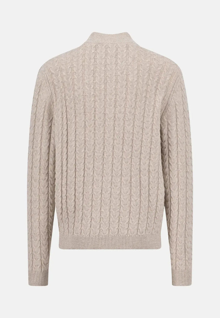 Fynch - Hatton Cotton - Wool Button Neck Cable Knit Sweater New Off - White 1511601-824-S
