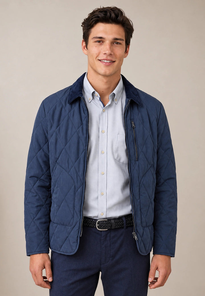 Fynch-Hatton Diamond Quilted Lightweight Jacket Dark Navy 16092617-688-M