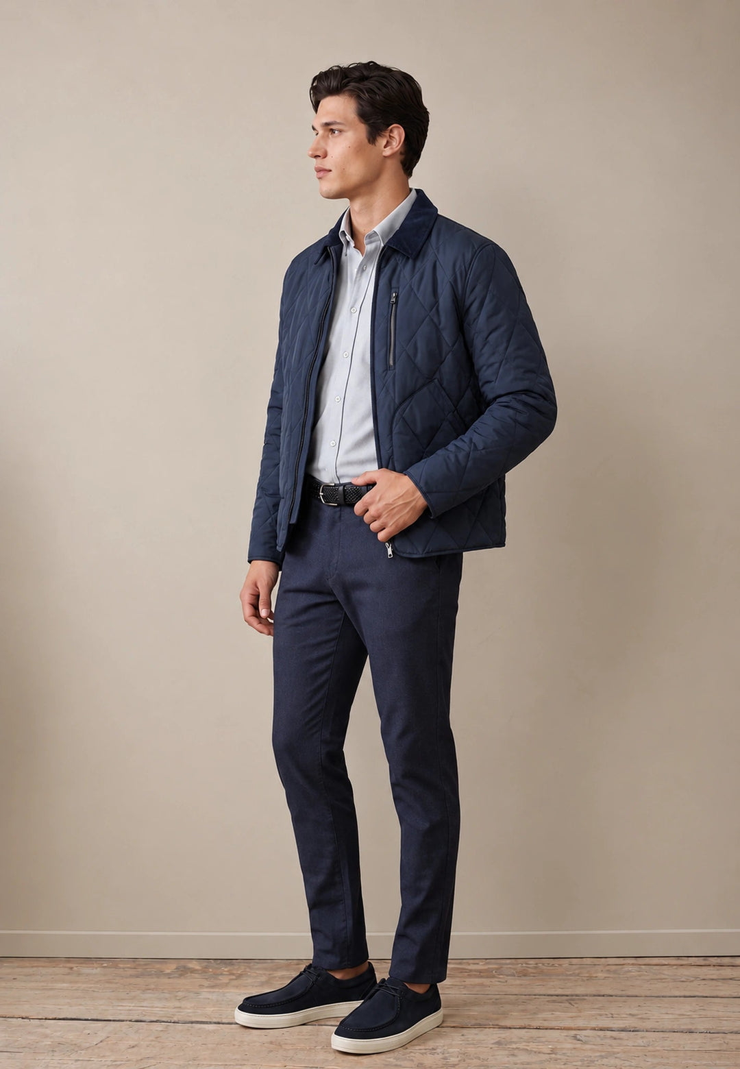 Fynch-Hatton Diamond Quilted Lightweight Jacket Dark Navy 16092617-688-M