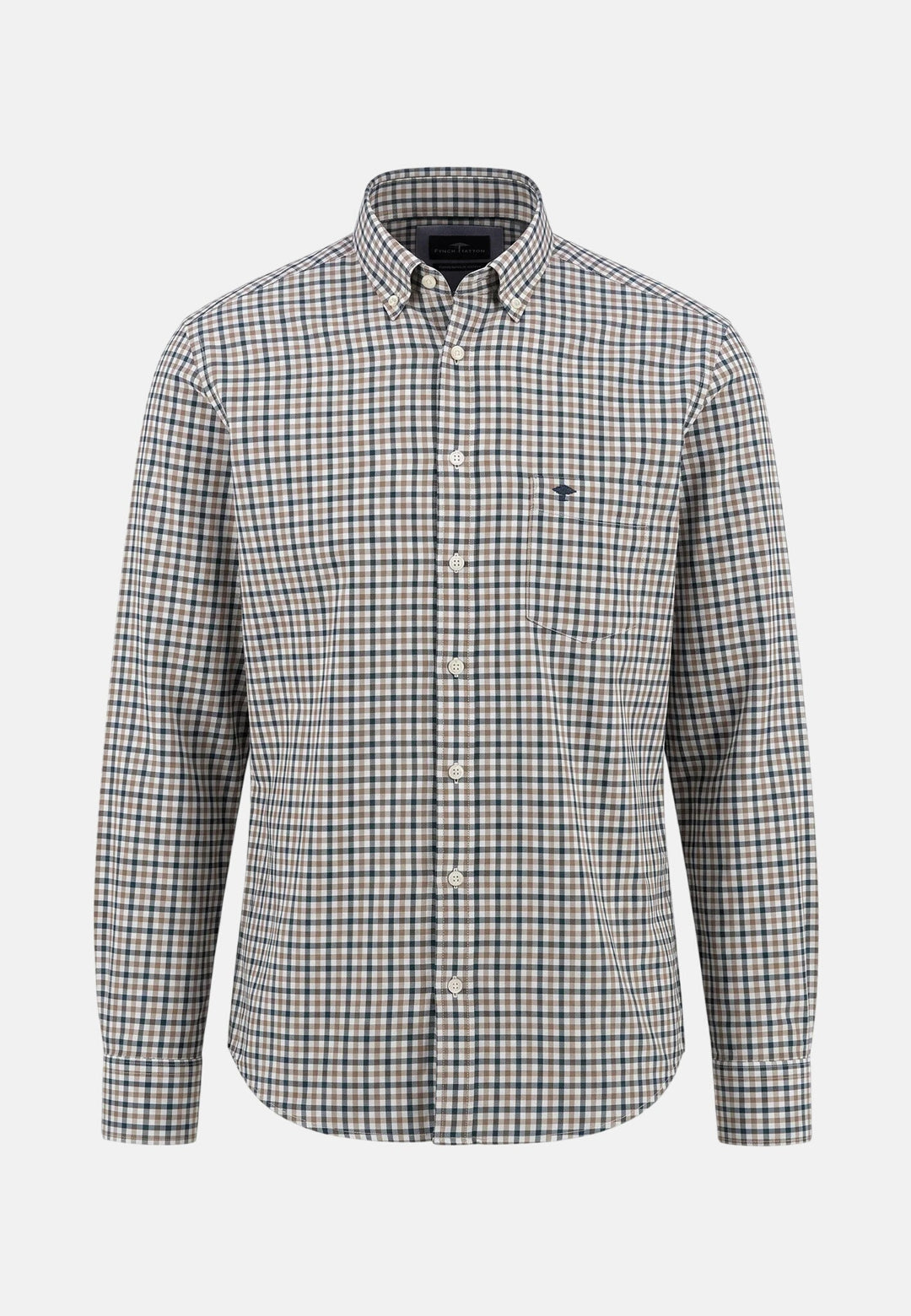 Fynch-Hatton Dobby Check Button Down Shirt Teal 16086190-673-S