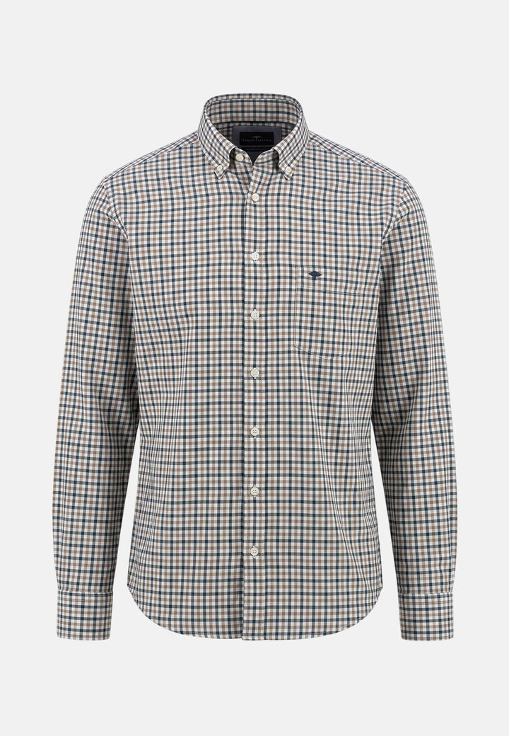 Fynch-Hatton Dobby Check Button Down Shirt Teal 16086190-673-S