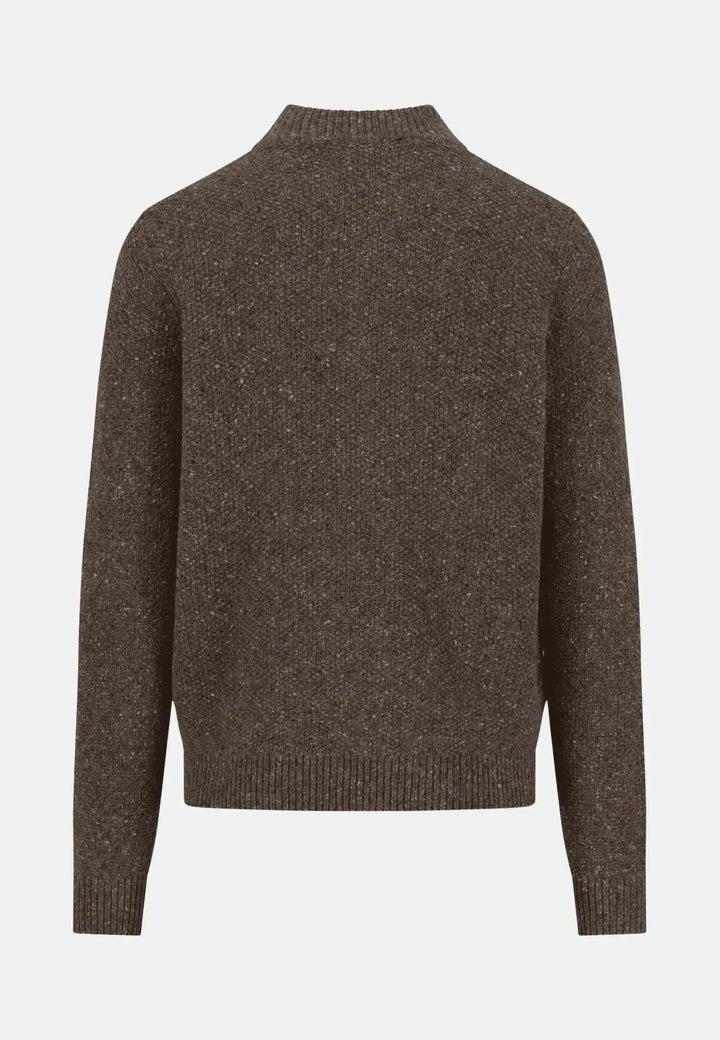 Donegal Wool 1/4 Zip Cable Knit Dark Chocolate – FYNCH-HATTON, image 2 of 3