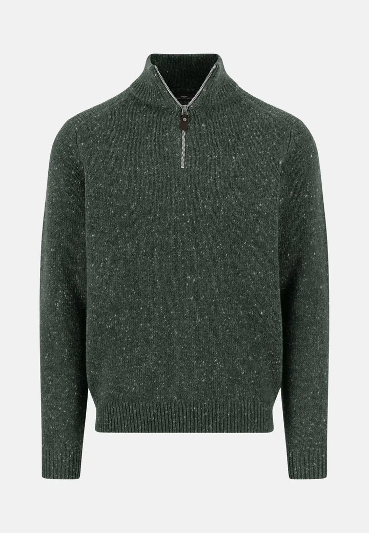 Fynch - Hatton Donegal Wool 1/4 Zip Knit Dark Ivy 1510346-737-S