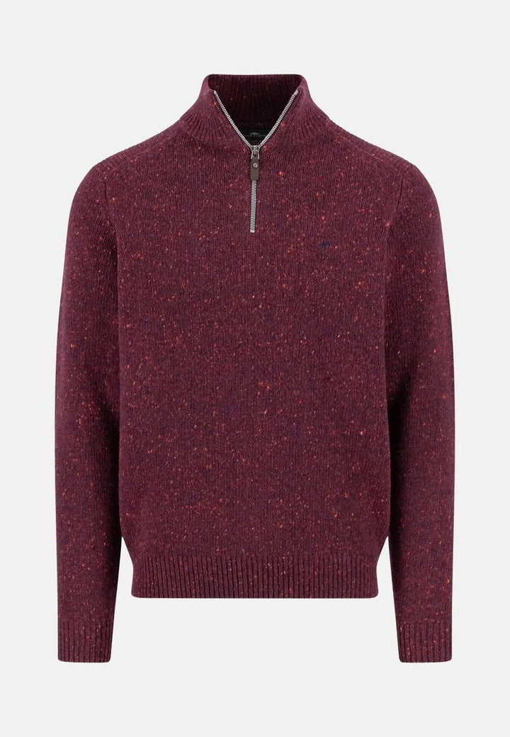 Fynch - Hatton Donegal Wool 1/4 Zip Knit Deep Merlot 1510346-368-S
