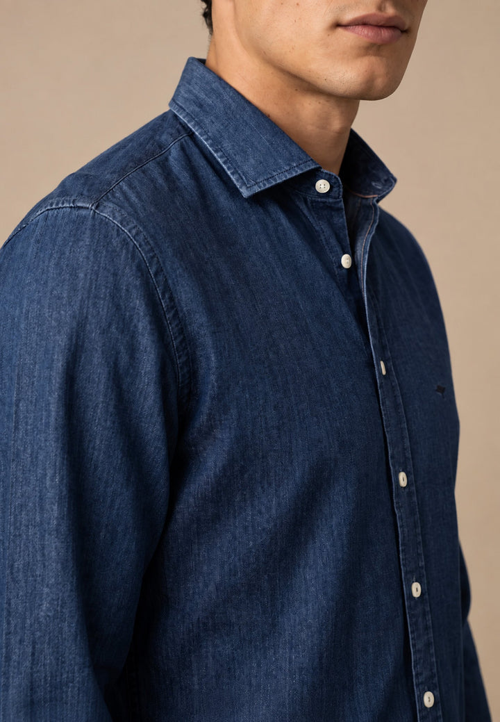 Fynch-Hatton Egyptian Denim Kent Collar Shirt Ink Blue 16089413-661-S