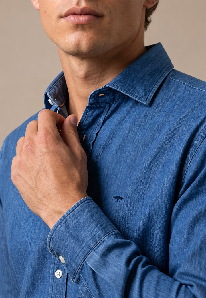 Fynch-Hatton Egyptian Denim Kent Collar Shirt Midnight 16089413-672-S