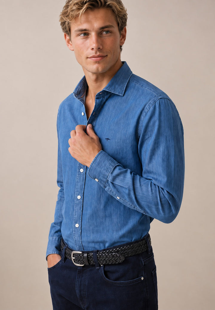 Fynch-Hatton Egyptian Denim Kent Collar Shirt Midnight 16089413-672-S