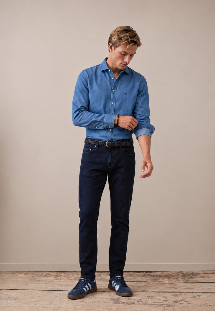 Fynch-Hatton Egyptian Denim Kent Collar Shirt Midnight 16089413-672-S
