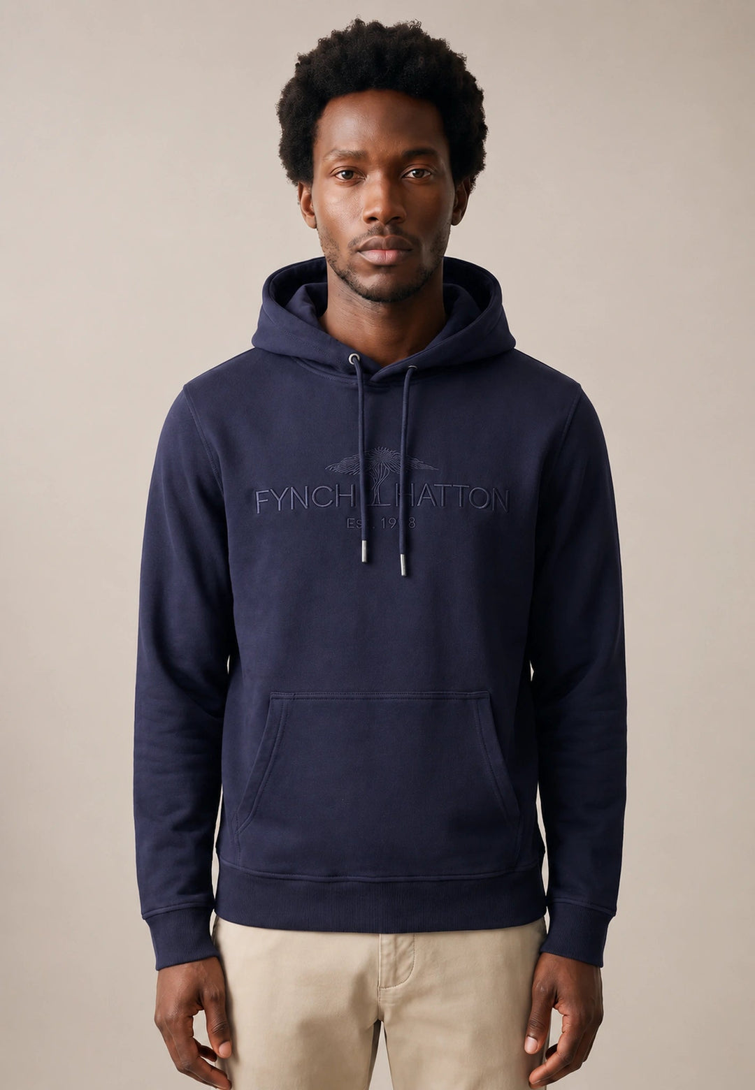 Fynch-Hatton Embroidered Logo Hoodie Navy 16141355-685-S