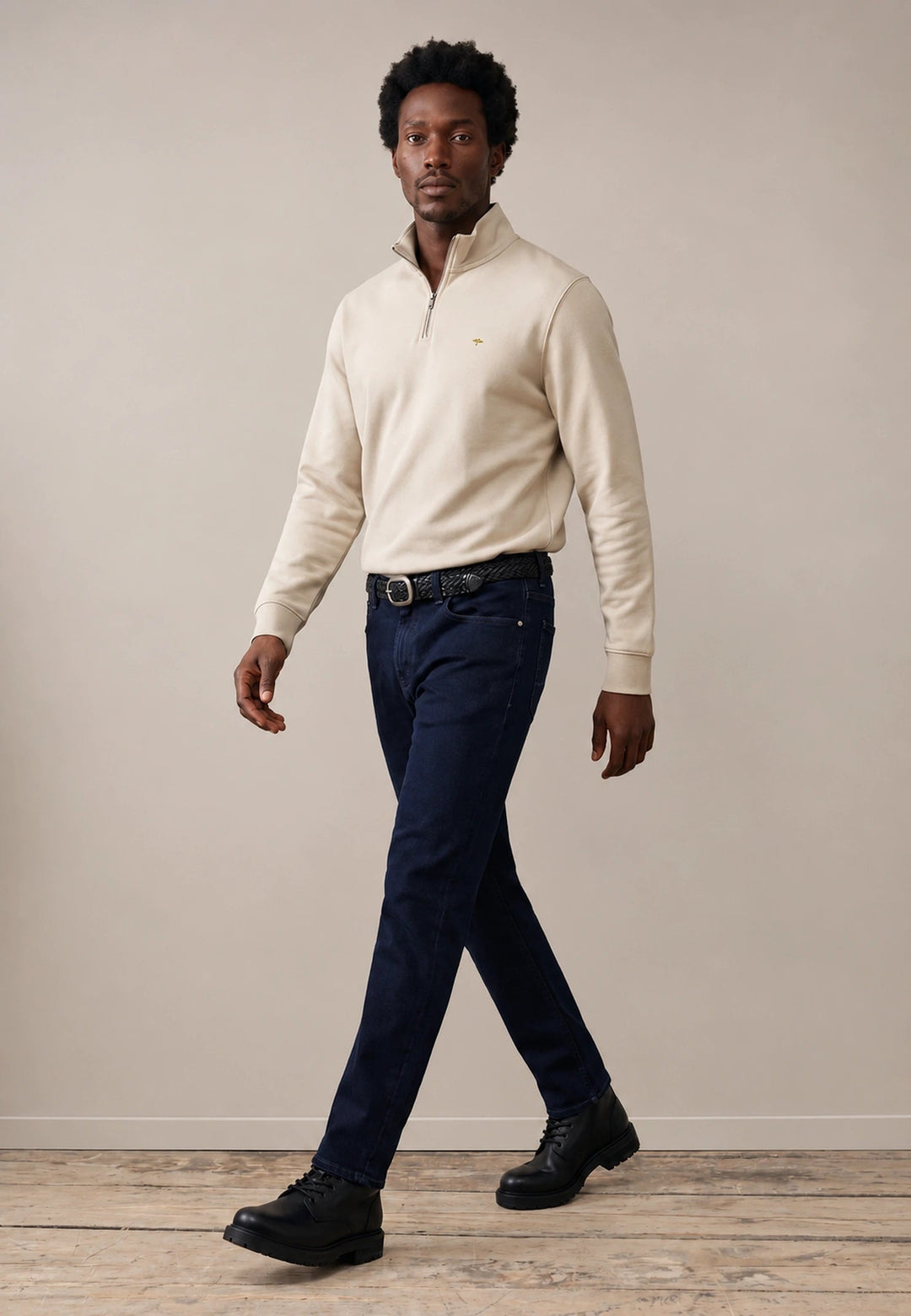 Fynch-Hatton Essential 1/4 Zip Sweatshirt Clay 16141351-848-S