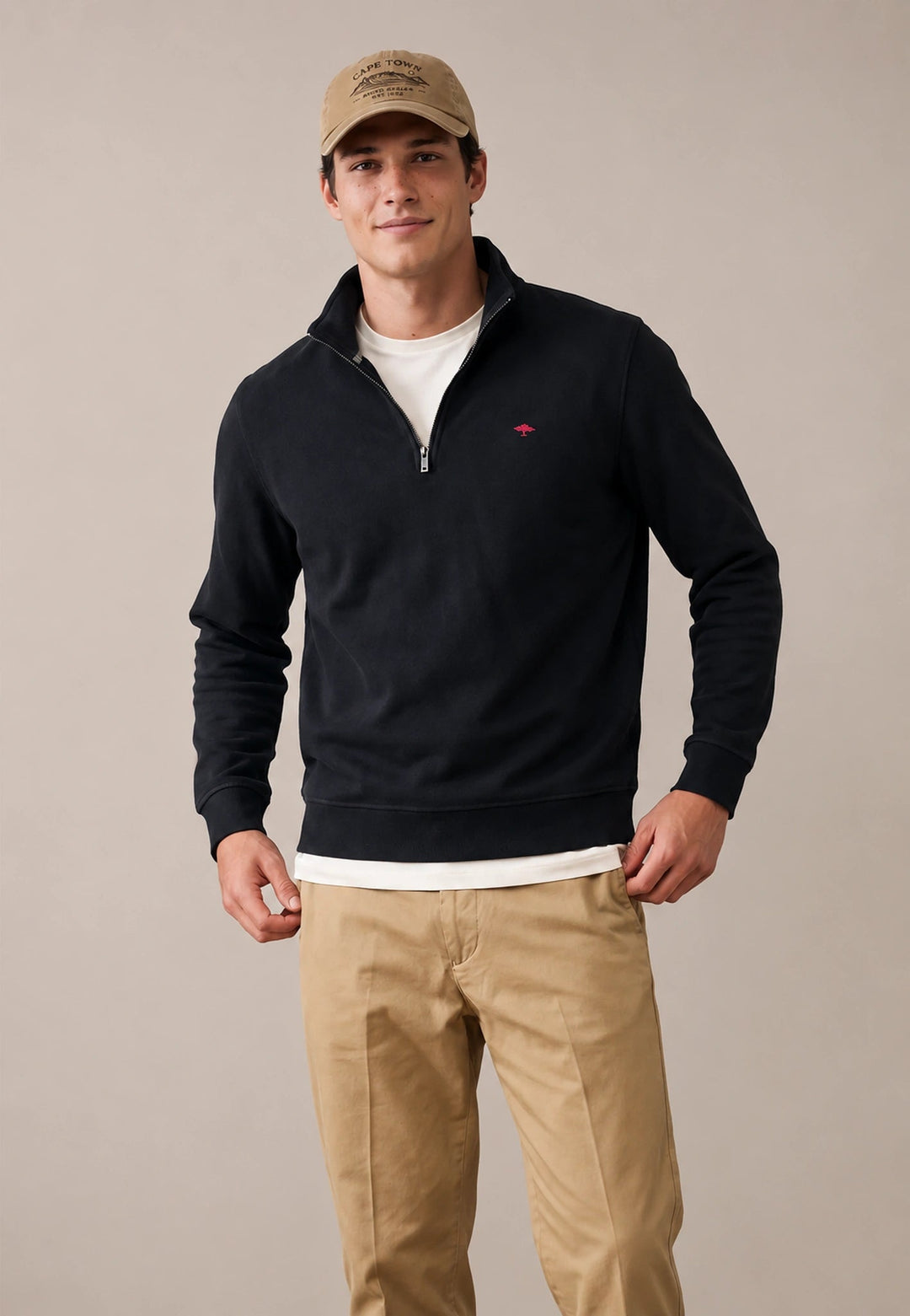 Fynch-Hatton Essential 1/4 Zip Sweatshirt Navy 16141351-685-S