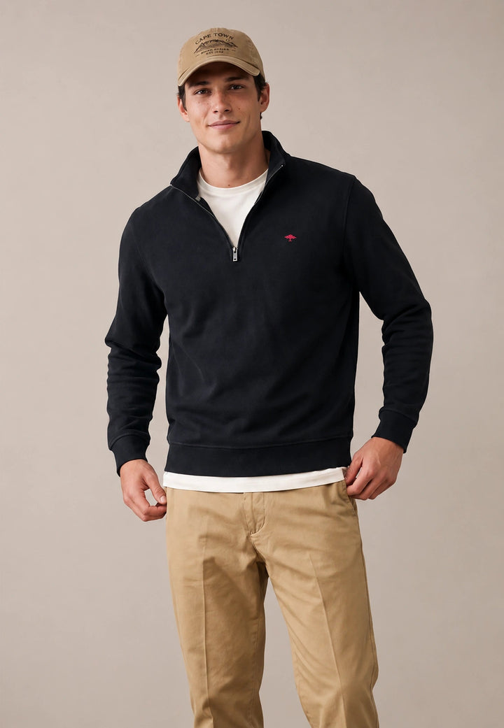 Fynch-Hatton Essential 1/4 Zip Sweatshirt Navy 16141351-685-S