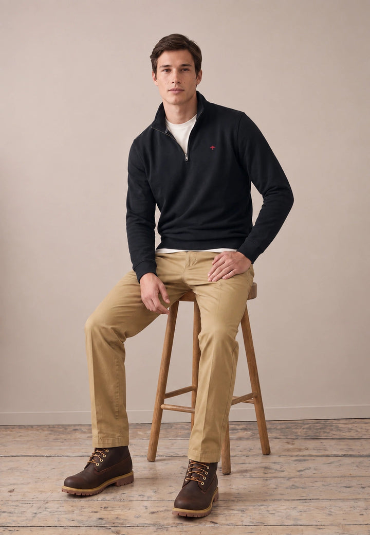 Fynch-Hatton Essential 1/4 Zip Sweatshirt Navy 16141351-685-S
