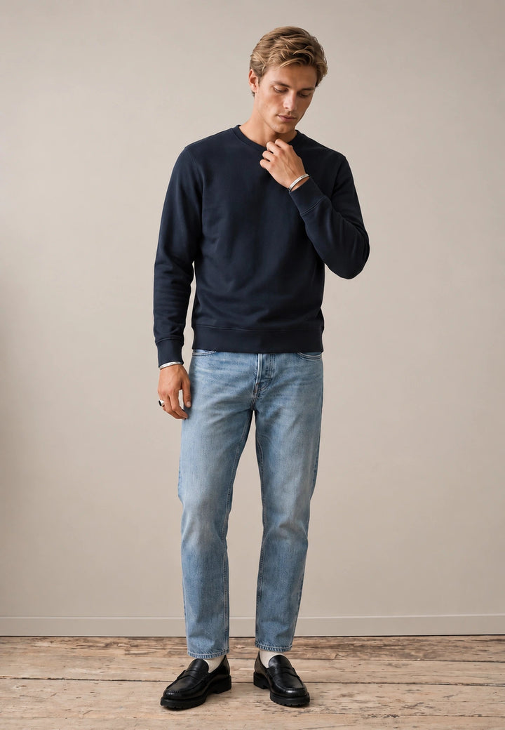 Fynch-Hatton Essential Crewneck Sweatshirt Navy 16141350-685-M