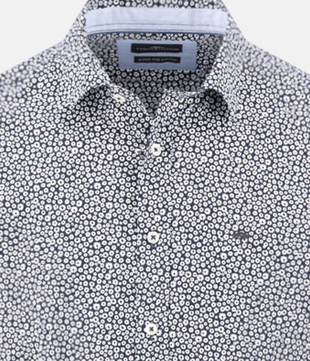 Fynch - Hatton Essential Premium Print Kent Collar Shirt Navy 16135133-685-M
