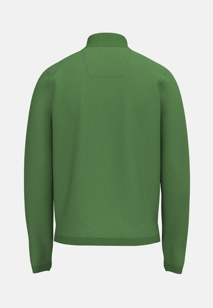Fynch - Hatton Fine Knit Air Cotton 1/4 Zip Sweater Avocado - 1602316-740-M - fynch - hatton.co.uk