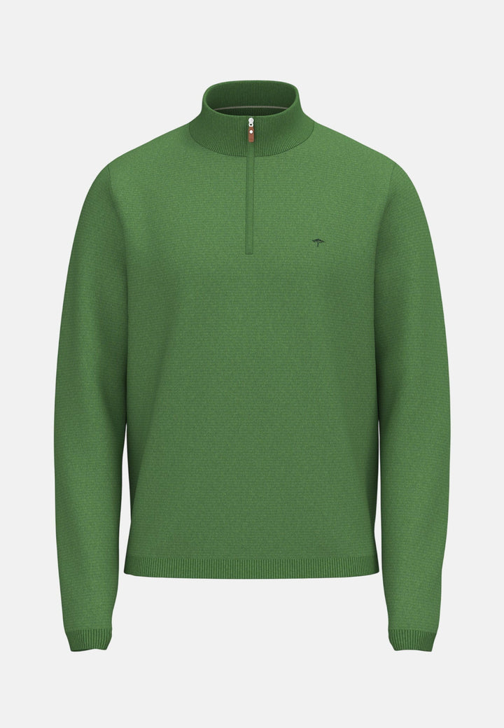 Fynch - Hatton Fine Knit Air Cotton 1/4 Zip Sweater Avocado - 1602316-740-M - fynch - hatton.co.uk