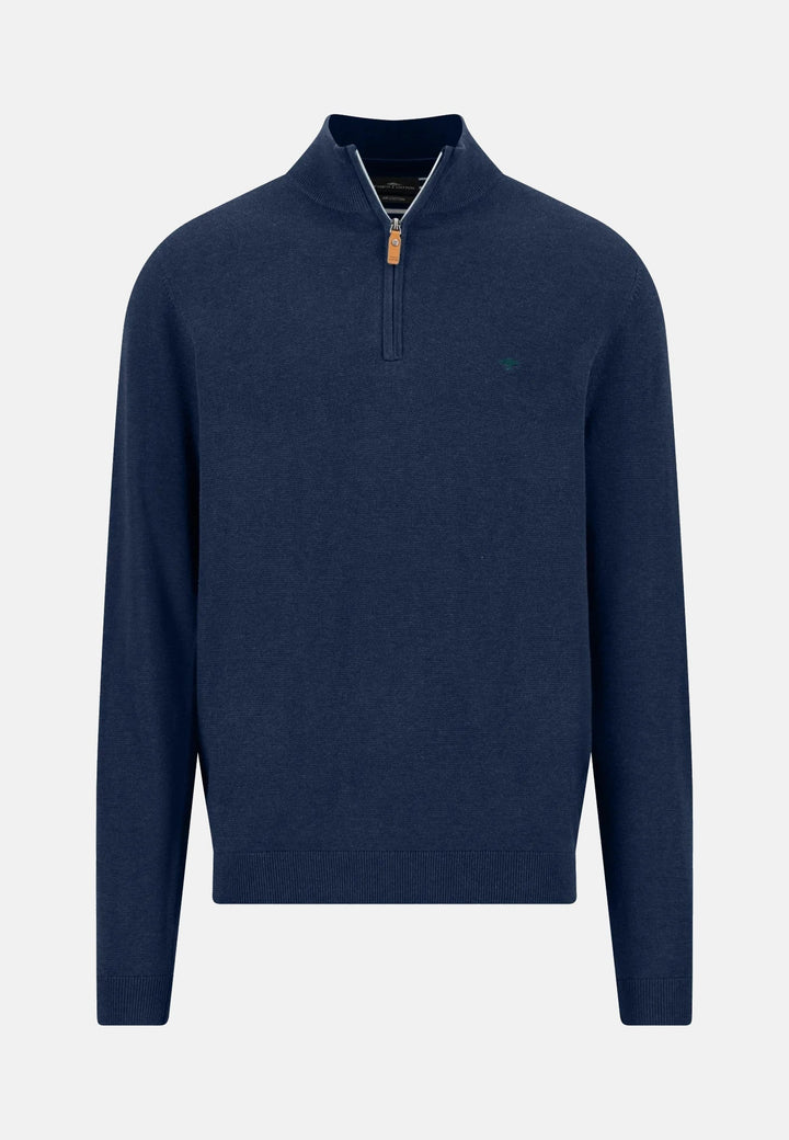 Fynch-Hatton Fine Knit Air Cotton 1/4 Zip Sweater Ink Blue 1607316-661-M