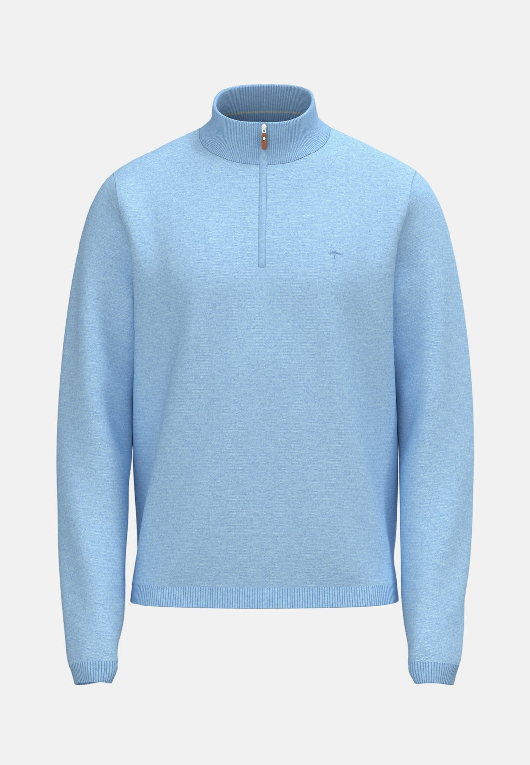 Fynch - Hatton Fine Knit Air Cotton 1/4 Zip Sweater New Breeze - 1602316-653-M - fynch - hatton.co.uk