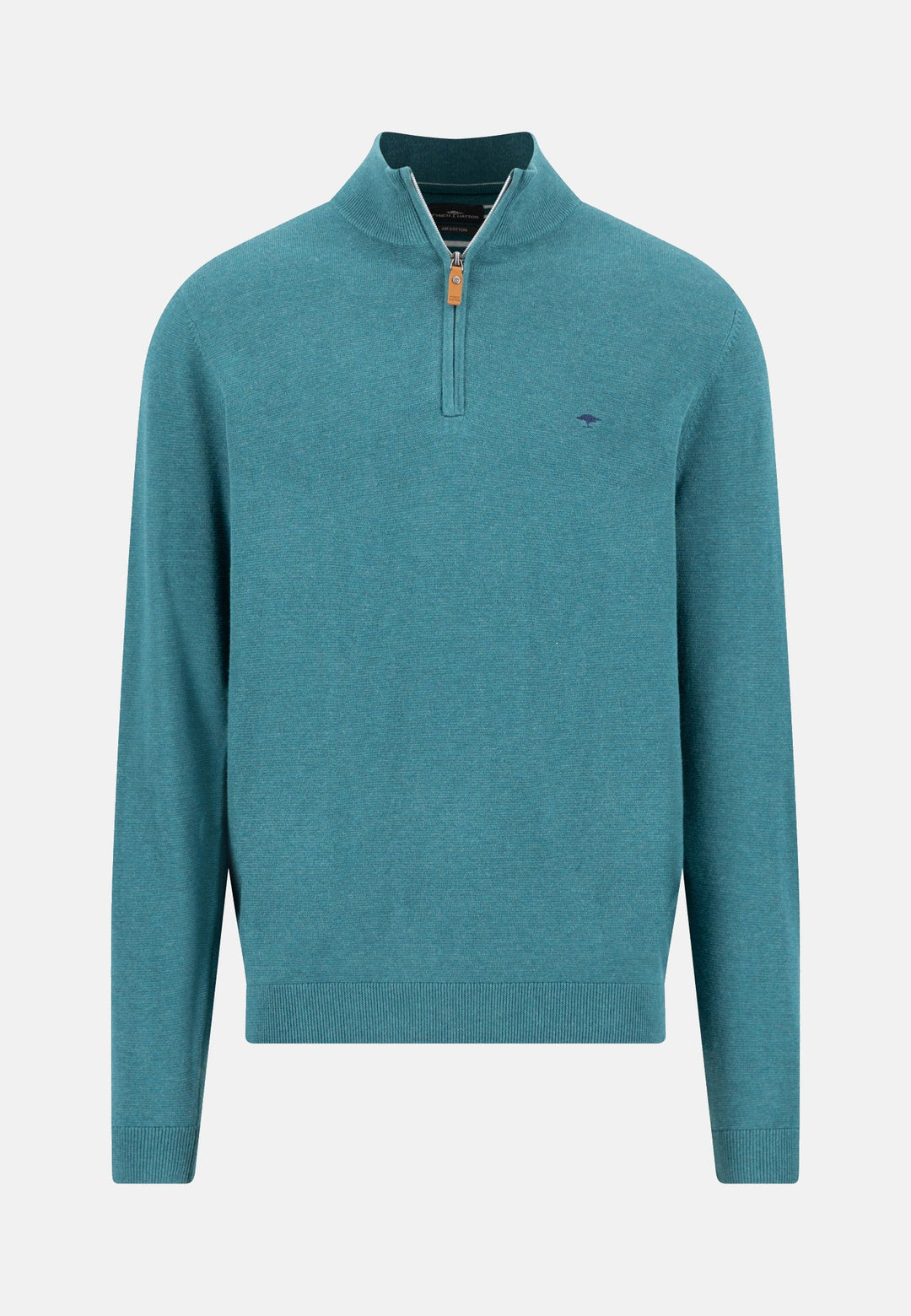 Fynch-Hatton Fine Knit Air Cotton 1/4 Zip Sweater Teal 1607316-673-M