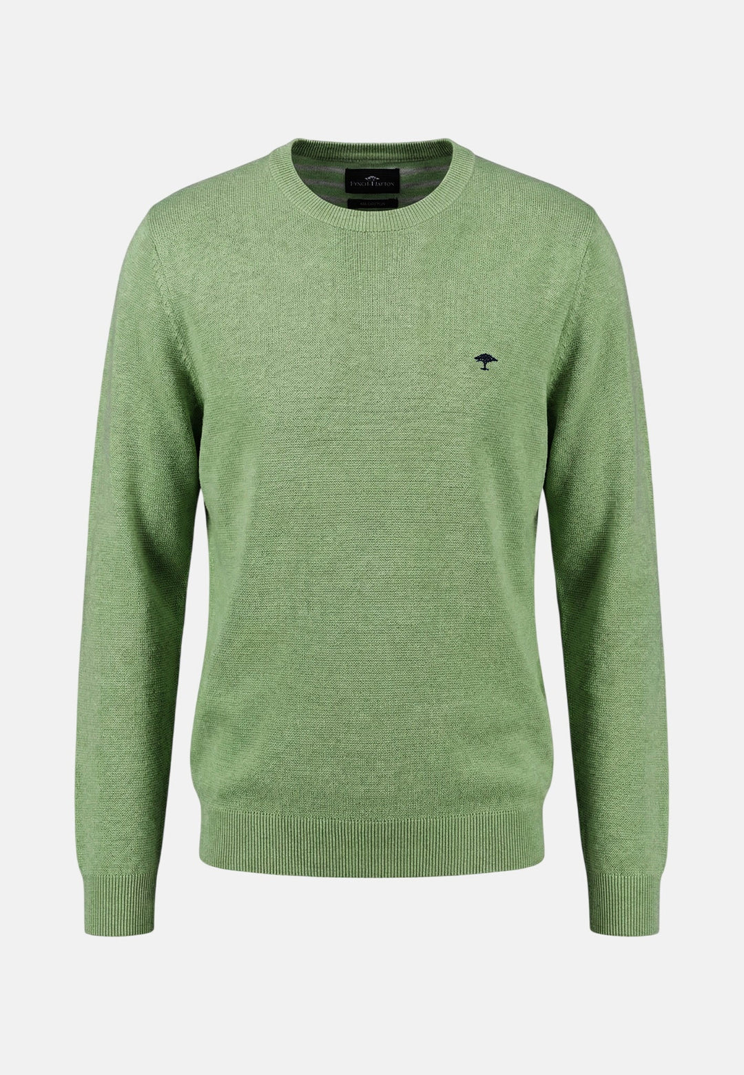 Fynch - Hatton Fine Knit Air Cotton Crewneck Sweater Avocado - 1602314-740-M - fynch - hatton.co.uk