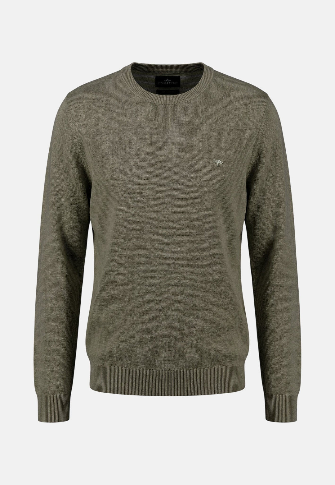Fynch - Hatton Fine Knit Air Cotton Crewneck Sweater Dark Khaki - 1602314-719-M - fynch - hatton.co.uk