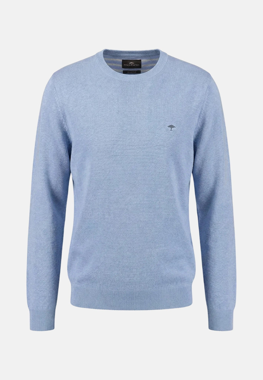 Fynch - Hatton Fine Knit Air Cotton Crewneck Sweater New Breeze - 1602314-653-M - fynch - hatton.co.uk