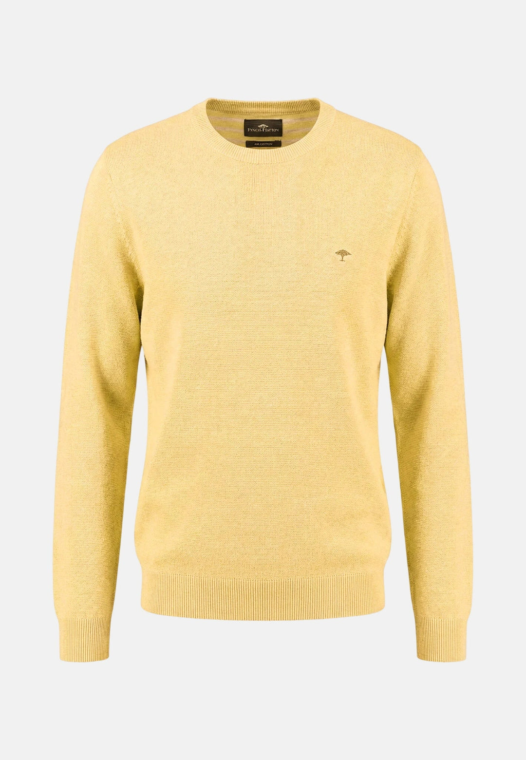 Fynch - Hatton Fine Knit Air Cotton Crewneck Sweater Pale Yellow - 1602314-113-M - fynch - hatton.co.uk