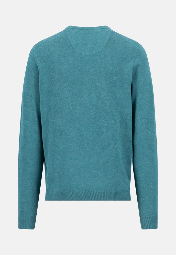 Fynch-Hatton Fine Knit Air Cotton Crewneck Sweater Teal 1607314-673-M