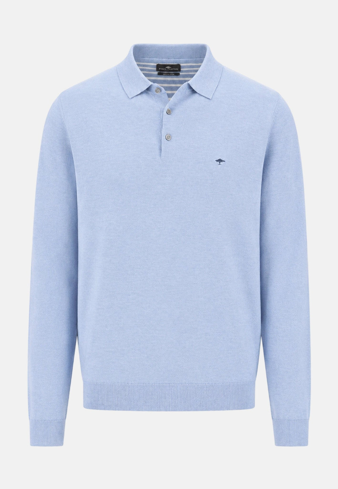 Fynch-Hatton Fine Knit Air Cotton Polo Collar Sweater Air Blue 1607321-660-M