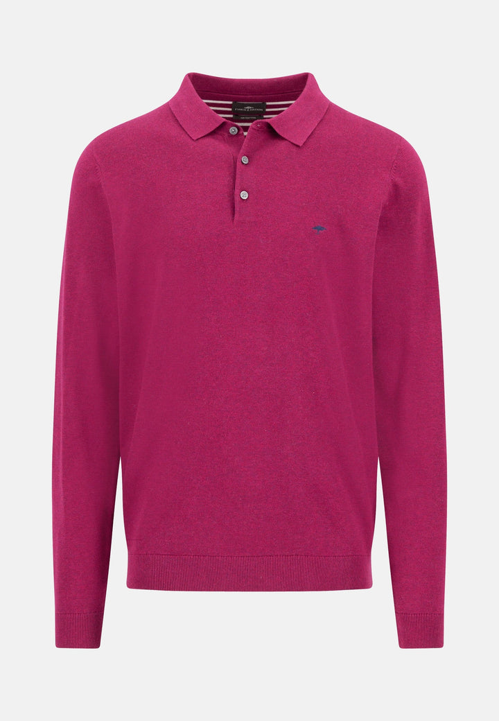 Fynch-Hatton Fine Knit Air Cotton Polo Collar Sweater Grape 1607321-416-M
