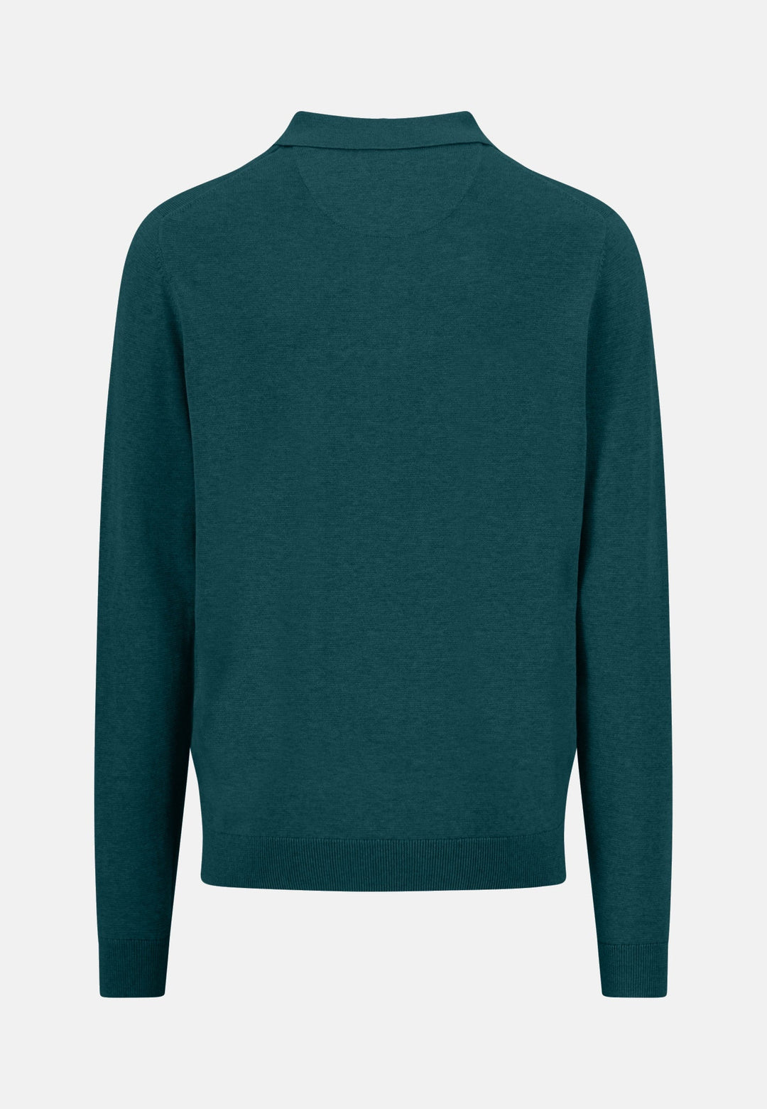 Fynch-Hatton Fine Knit Air Cotton Polo Collar Sweater Teal 1607321-673-M
