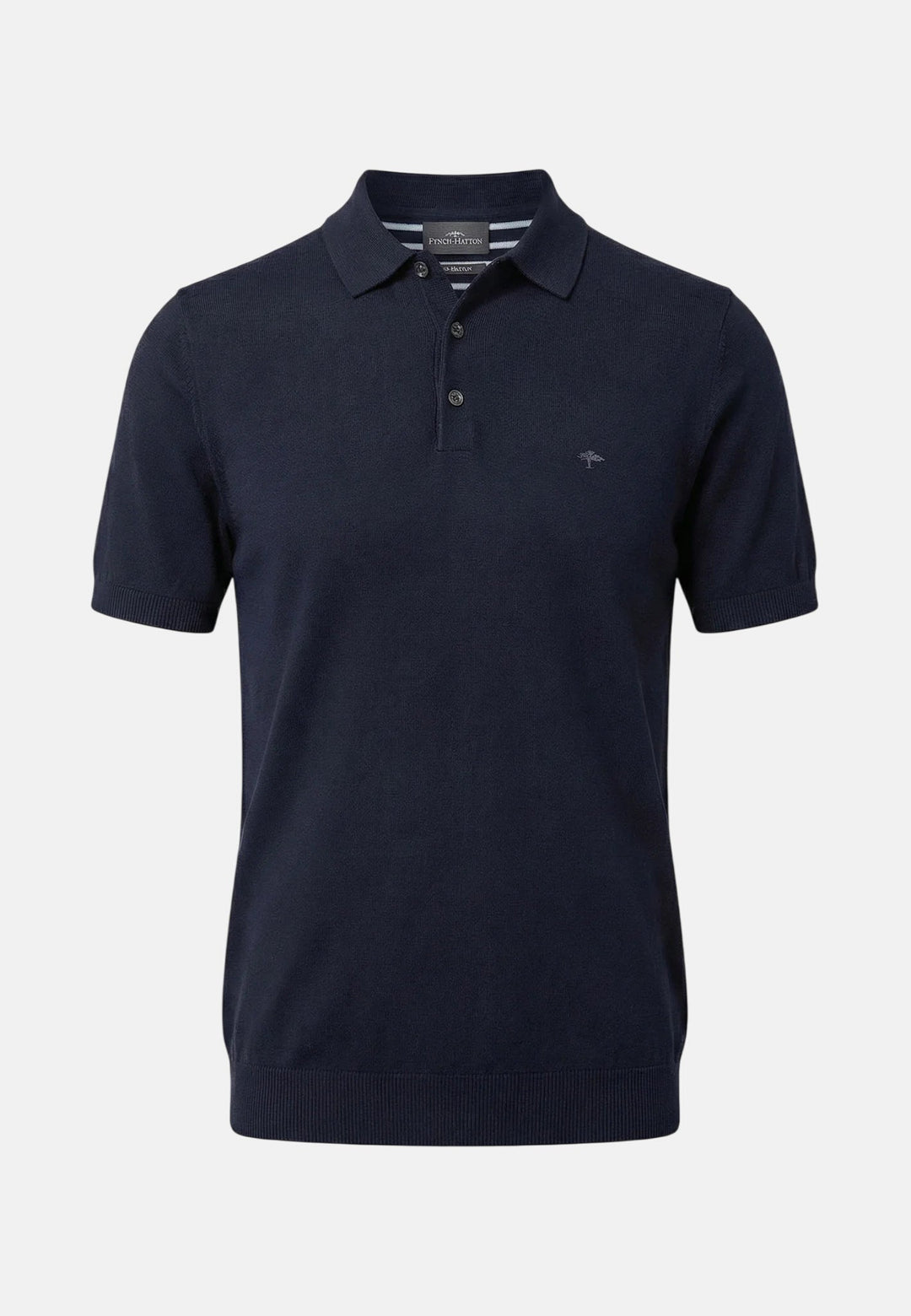 Fynch - Hatton Fine Knit Air Cotton Polo Shirt Navy - 1602320-690-M - fynch - hatton.co.uk