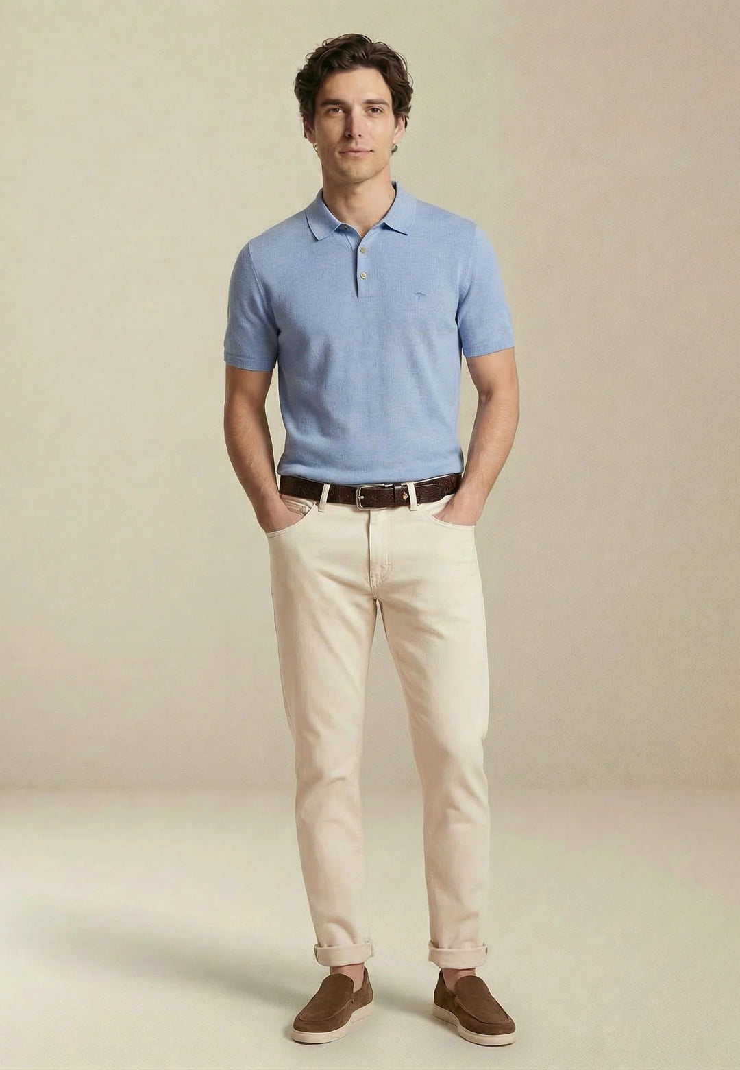 Fynch - Hatton Fine Knit Air Cotton Polo Shirt New Breeze - 1602320-653-M - fynch - hatton.co.uk
