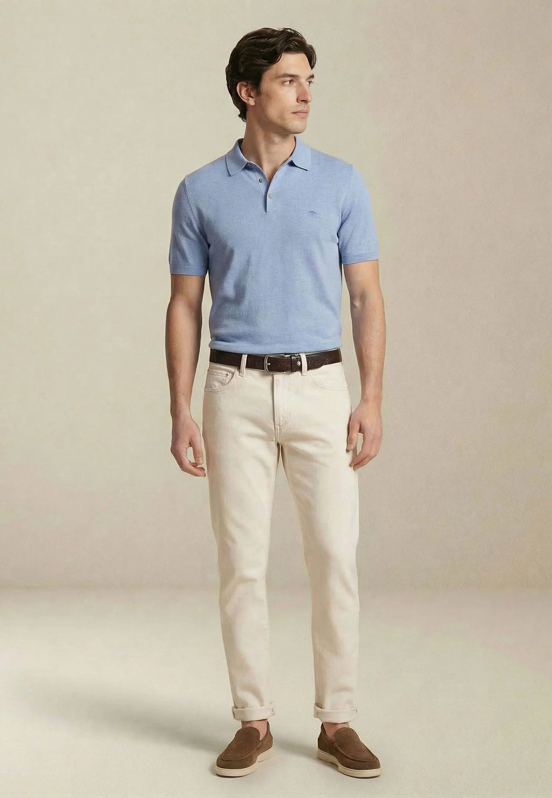 Fynch - Hatton Fine Knit Air Cotton Polo Shirt New Breeze - 1602320-653-M - fynch - hatton.co.uk
