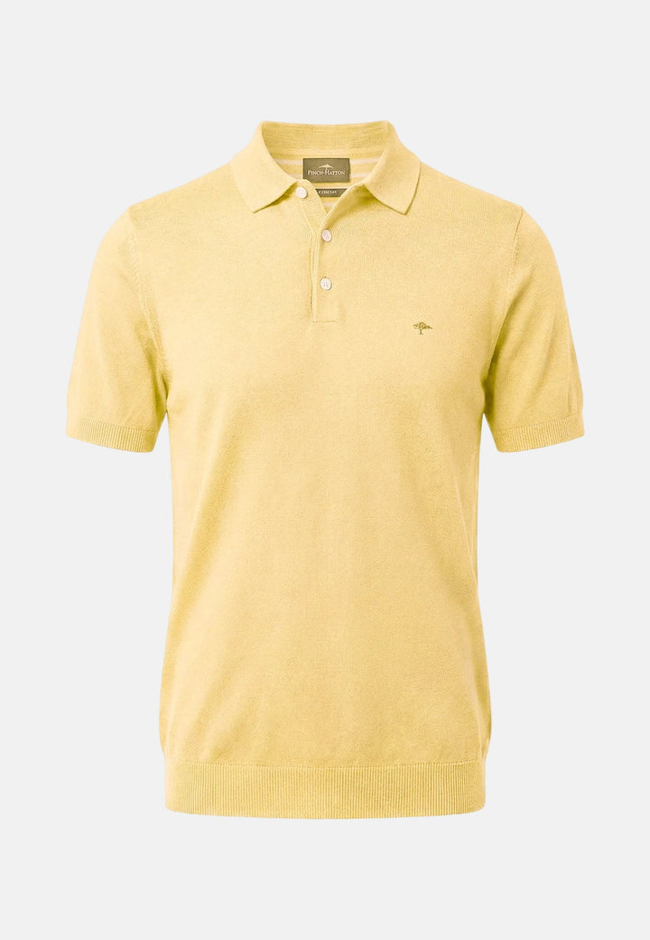 Fynch - Hatton Fine Knit Air Cotton Polo Shirt Pale Yellow - 1602320-113-M - fynch - hatton.co.uk