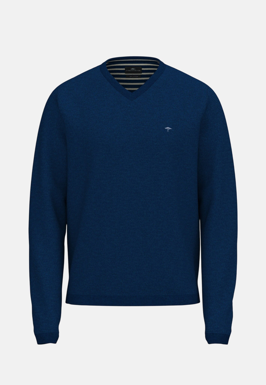 Fynch - Hatton Fine Knit Air Cotton V - Neck Sweater Midnight - 1602315-672-M - fynch - hatton.co.uk