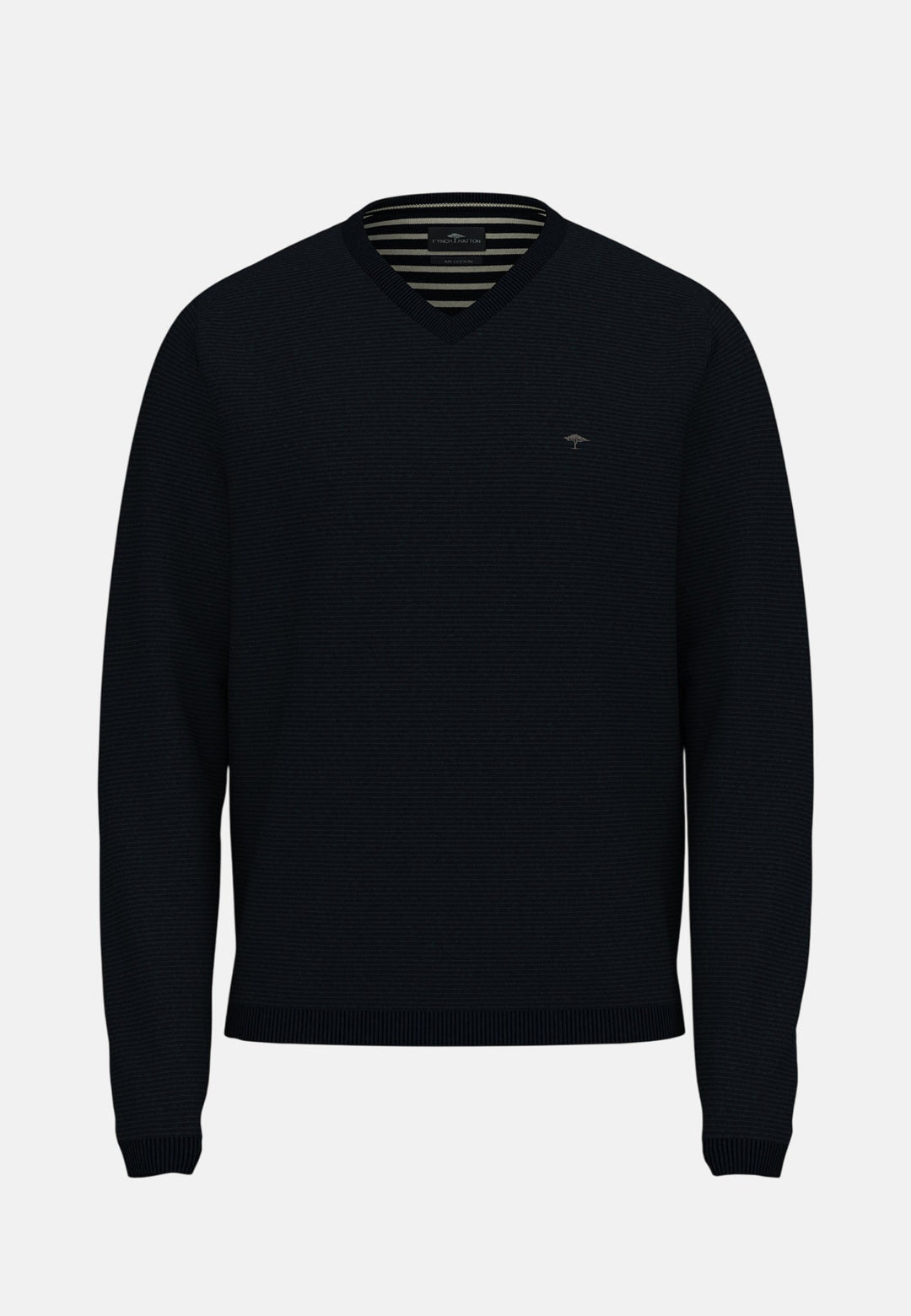 Fynch - Hatton Fine Knit Air Cotton V - Neck Sweater Navy - 1602315-690-M - fynch - hatton.co.uk