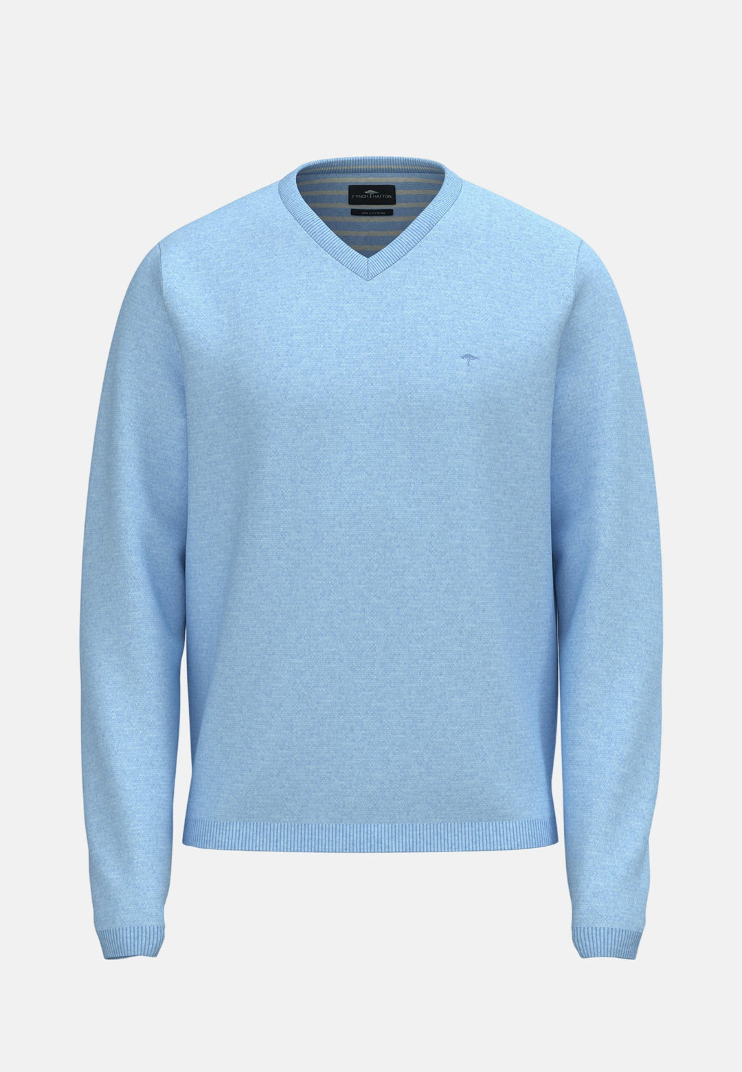Fynch - Hatton Fine Knit Air Cotton V - Neck Sweater New Breeze - 1602315-653-M - fynch - hatton.co.uk