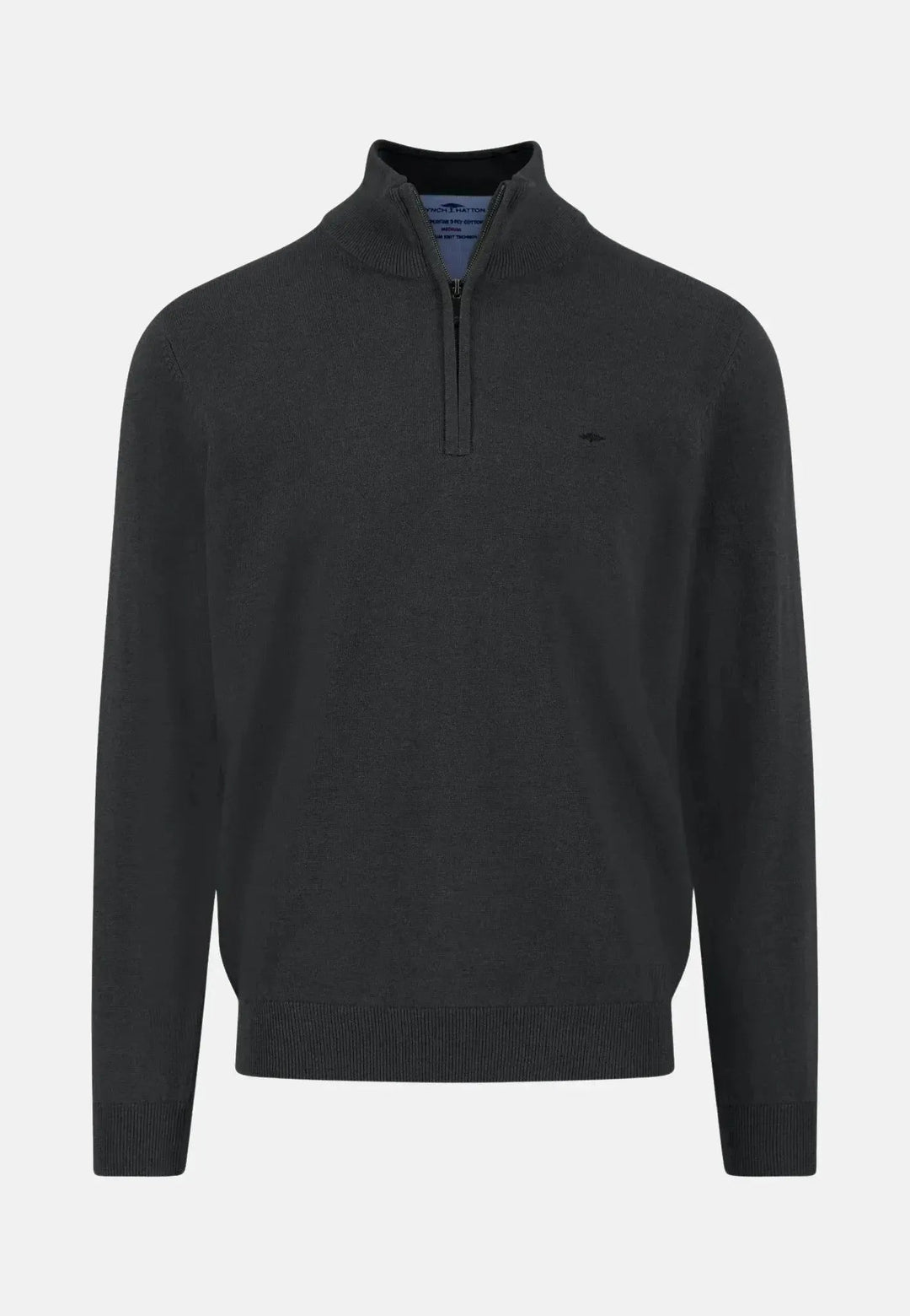 Fynch - Hatton Fine Knit Cotton 1/4 Zip Black - 1514215-999-S - fynch - hatton.co.uk
