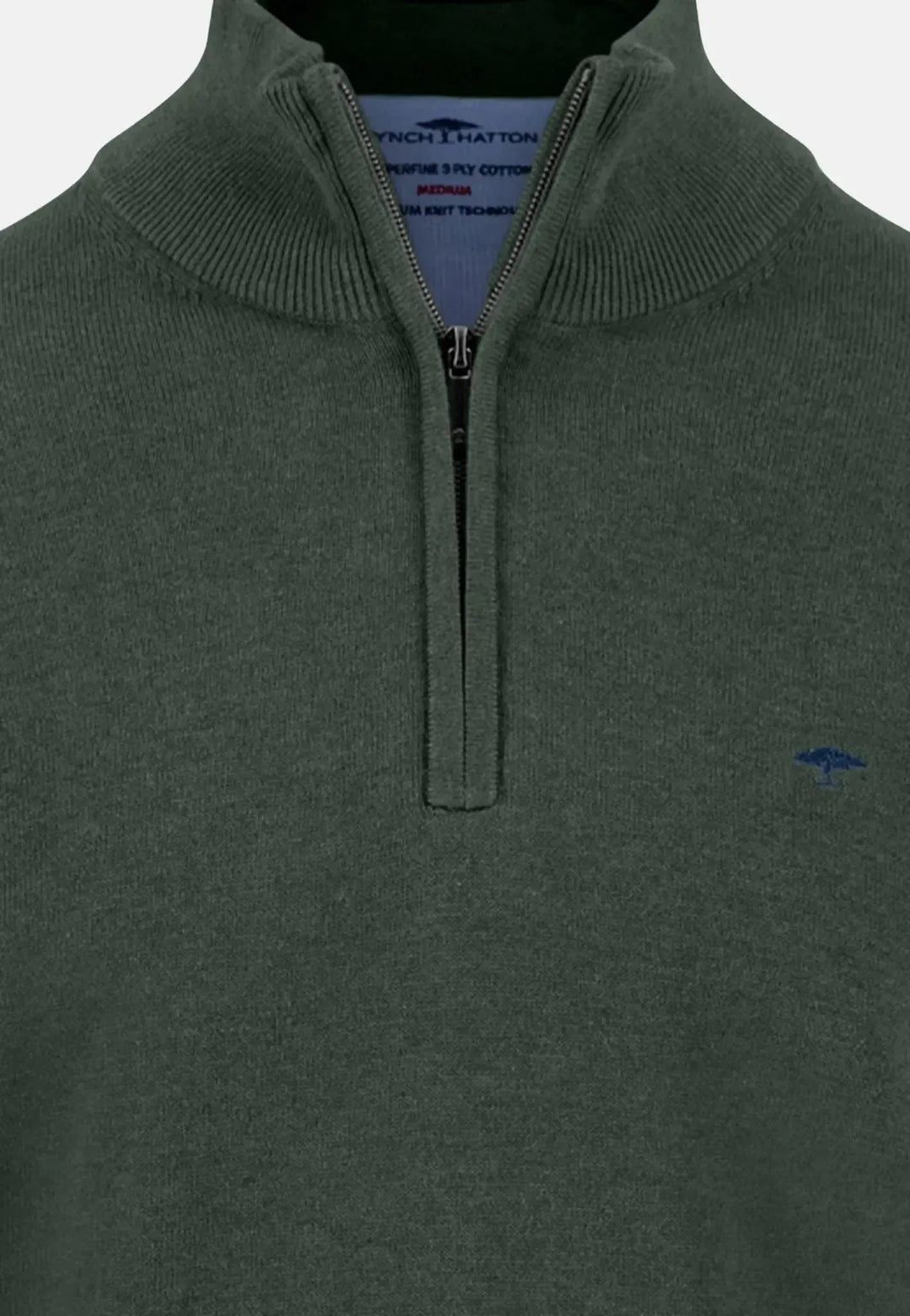 Fynch - Hatton Fine Knit Cotton 1/4 Zip Dark Ivy 1514215-737-S