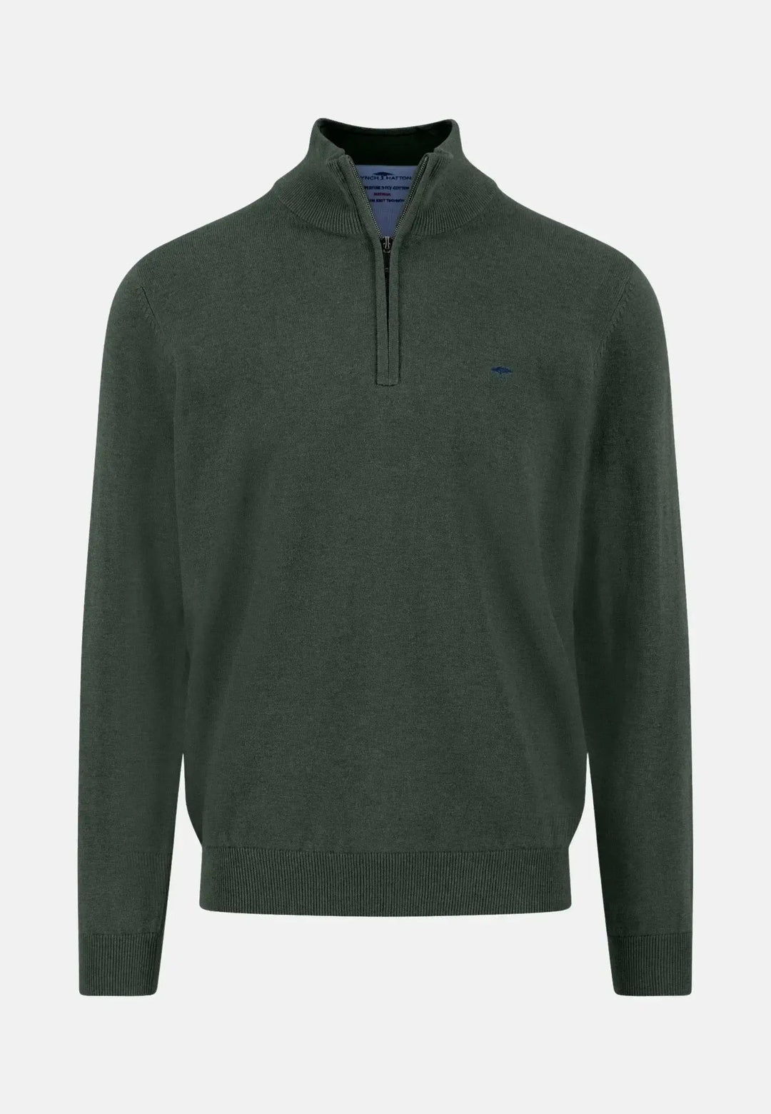 Fynch - Hatton Fine Knit Cotton 1/4 Zip Dark Ivy 1514215-737-S