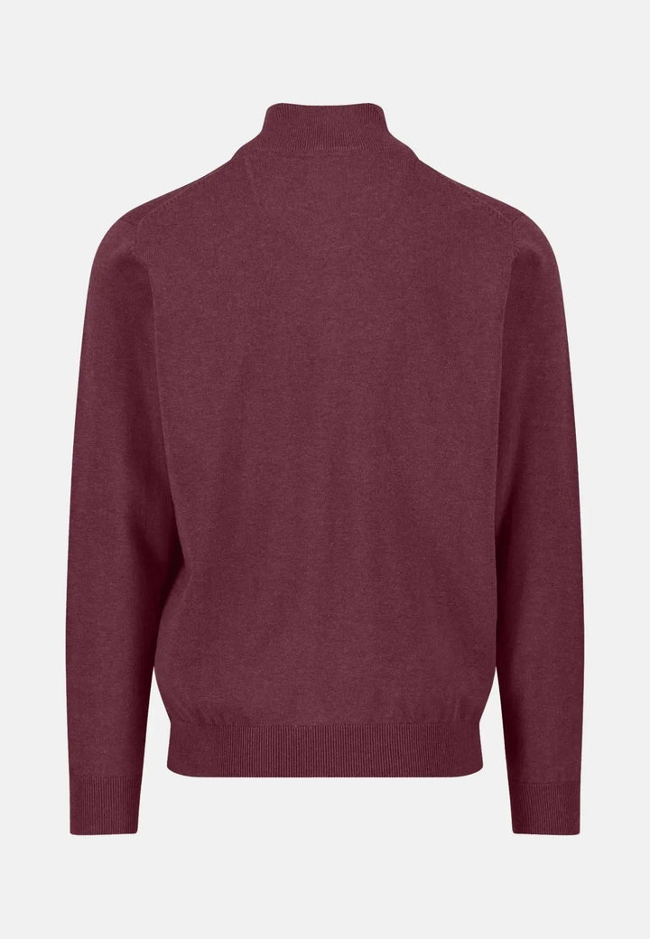 Fynch - Hatton Fine Knit Cotton 1/4 Zip Deep Merlot 1514215-368-S